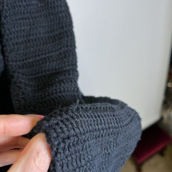 Vintage Chico’s Black Midi Long Cardigan Button Front Sweater Chunky Knit Small - Picture 7 of 9